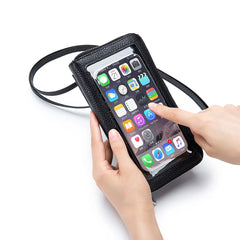 Women's Leather Handbag Large Capacity Touch Screen Phone Bag