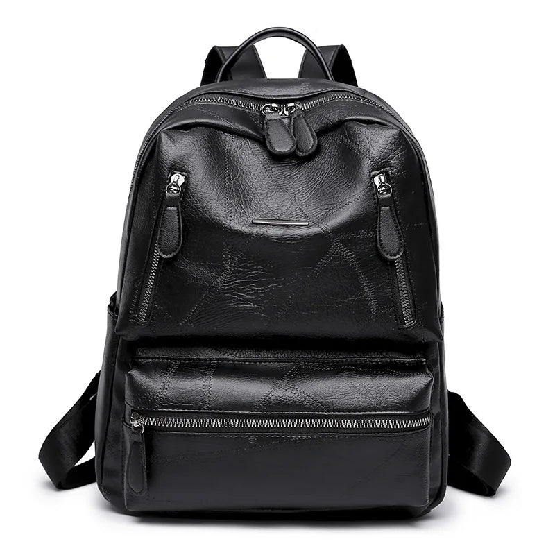 Stylish Waterproof Leather Backpack for School Travel Camping