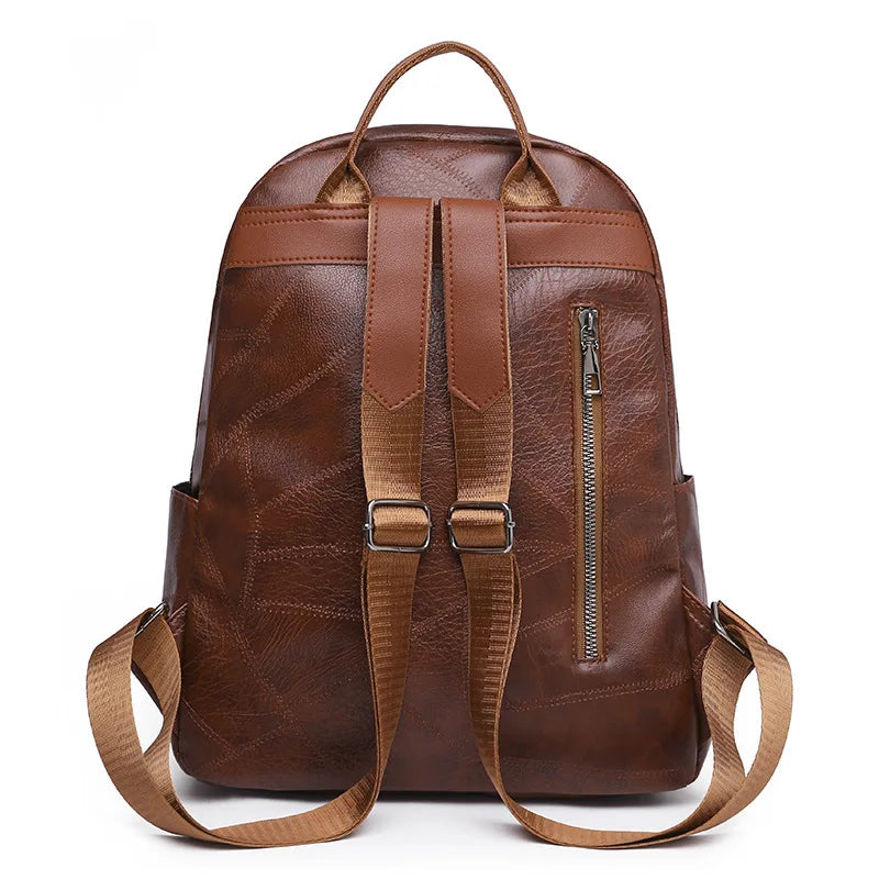 Stylish Waterproof Leather Backpack for School Travel Camping