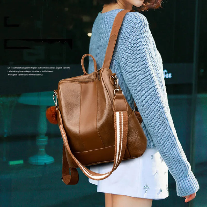 Anti-theft Leather Backpack Stylish Travel Bag