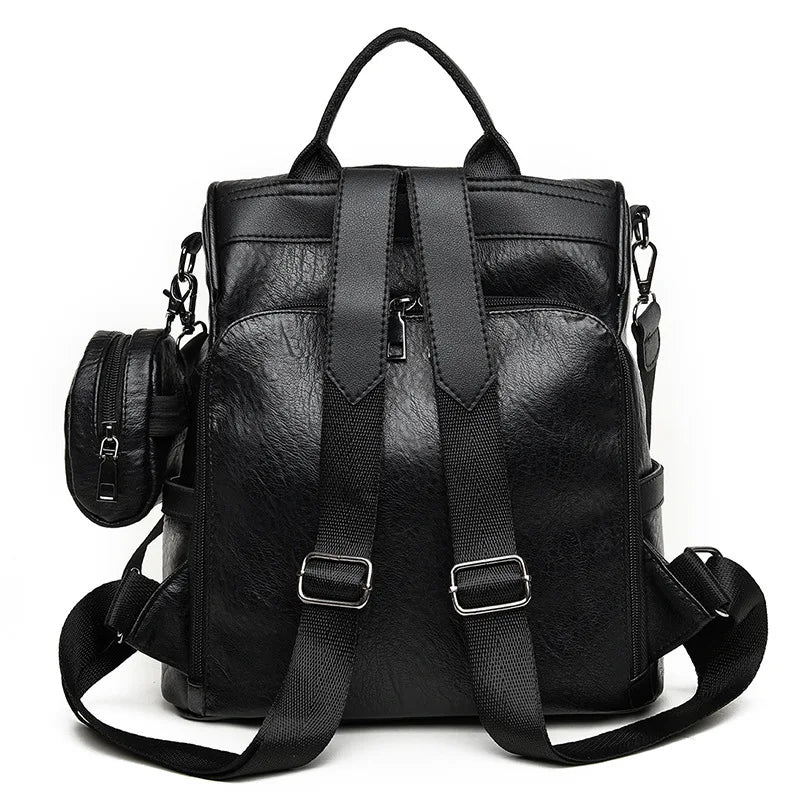 Waterproof Leather Backpack Stylish Casual College Bag