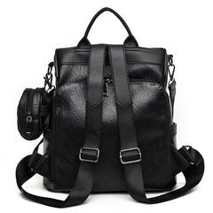 Waterproof Leather Backpack Stylish Casual College Bag