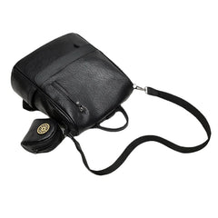 Waterproof Leather Backpack Stylish Casual College Bag
