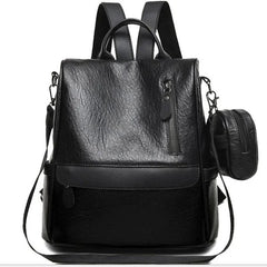 Waterproof Leather Backpack Stylish Casual College Bag