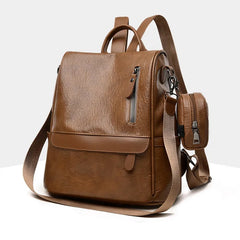 Waterproof Leather Backpack Stylish Casual College Bag