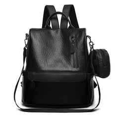 Waterproof Leather Backpack Stylish Casual College Bag