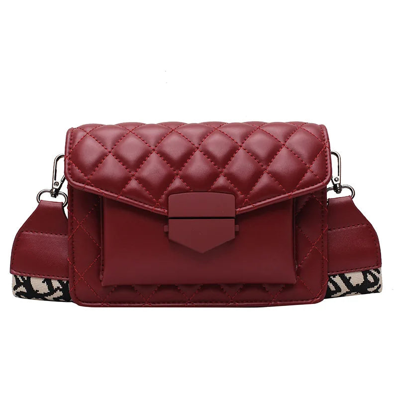 Leather Crossbody Bag Wide Shoulder Strap Messenger Purse