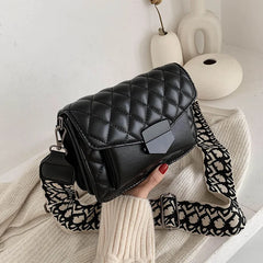 Leather Crossbody Bag Wide Shoulder Strap Messenger Purse