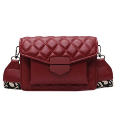 Leather Crossbody Bag Wide Shoulder Strap Messenger Purse