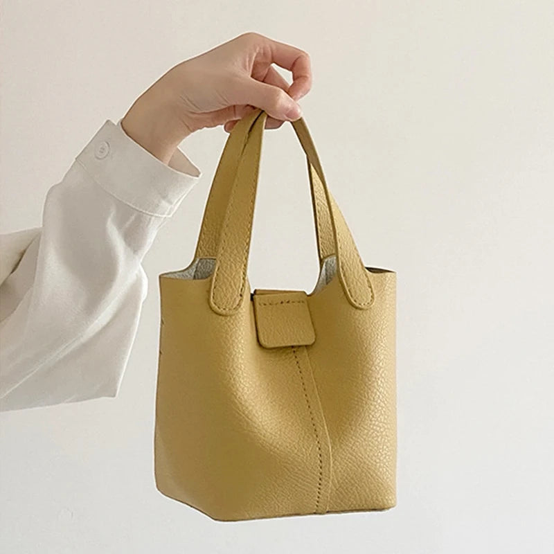 Women's PU Leather Summer Bucket Shoulder Bag