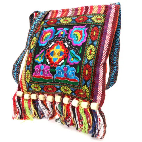 Vintage Ethnic Shoulder Bag Embroidery Tassel Handbag