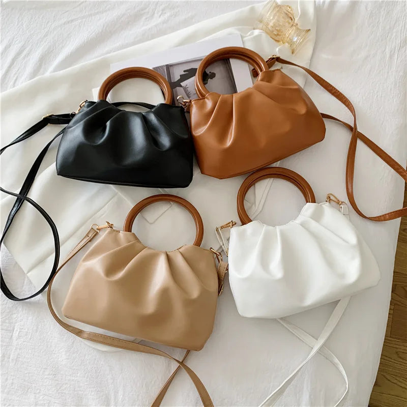 Women's Fold Buckle Shoulder Bag PU Leather Handbags