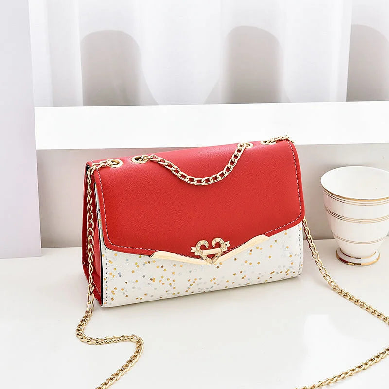 Women's Messenger Bag with Bows and Pearls Chain Bag