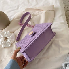 Small PU Leather Shoulder Bag Chain Handbag Crossbody Solid Color