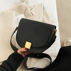Retro Semicircle Saddle Bag Wide Shoulder Strap Single Shoulder Messenger Bag