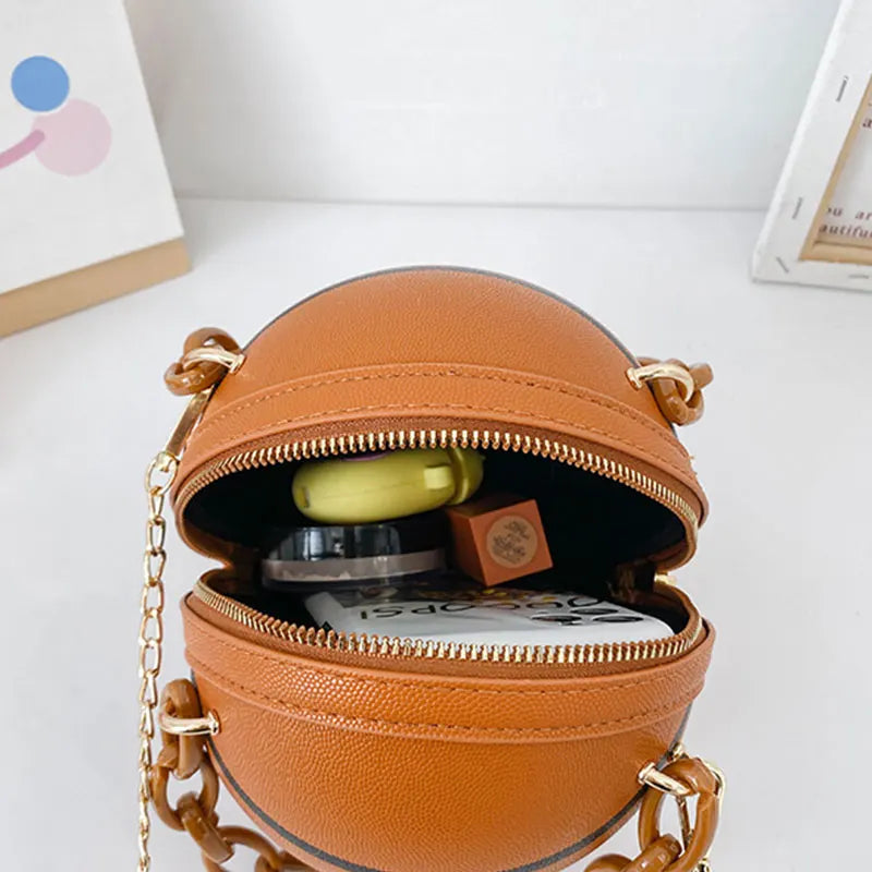 Pink Basketball Bag for Women Chain Hand Bags Shoulder Crossbody Purse