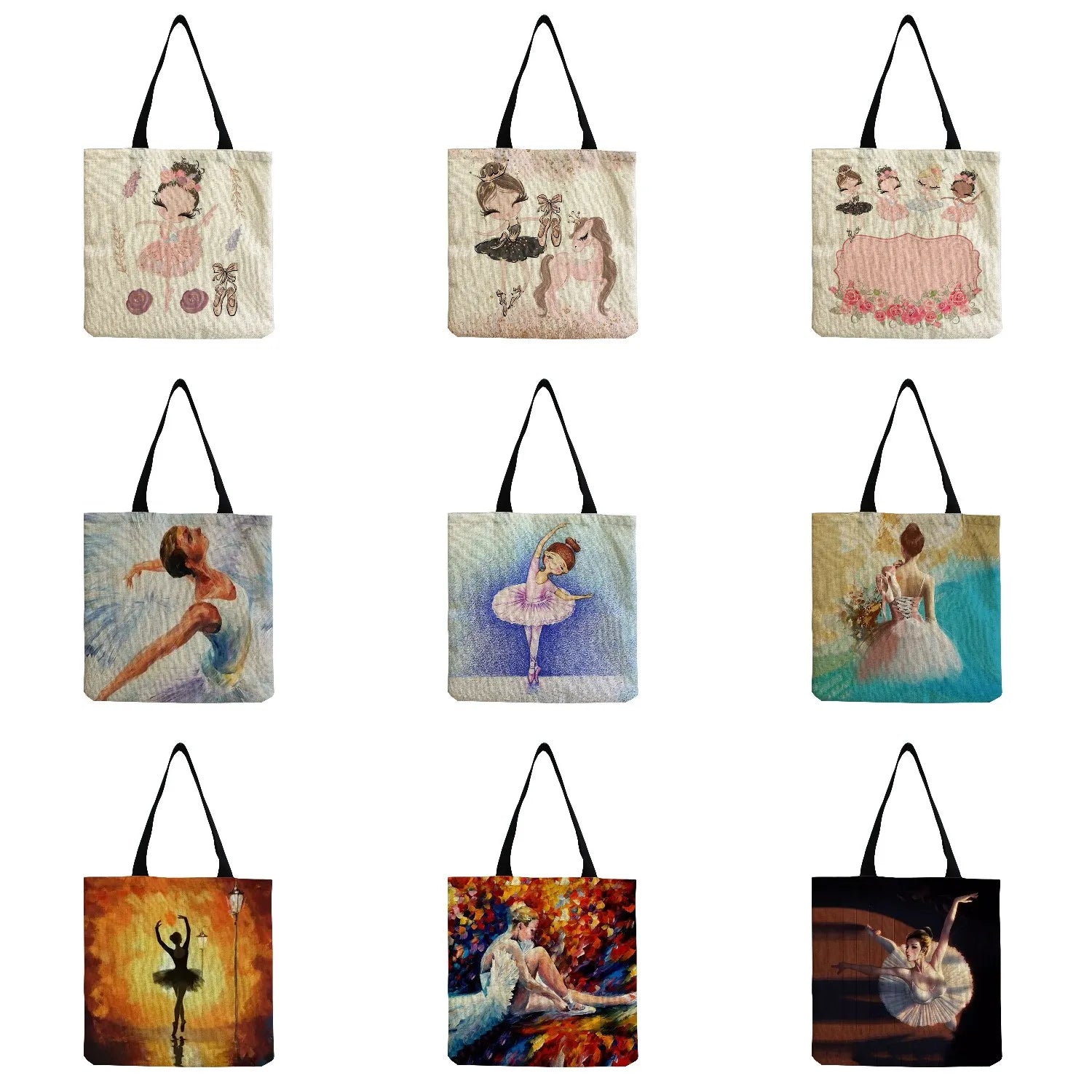 Ballet Printed Women Shoulder Bag Eco Reusable Foldable Shopping Bag