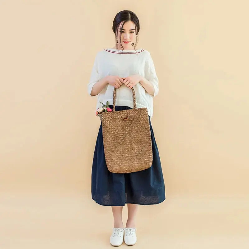 Bamboo Pure Bags Women's Shoulder Tote Handbag for Beach Travel