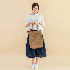 Bamboo Pure Bags Women's Shoulder Tote Handbag for Beach Travel