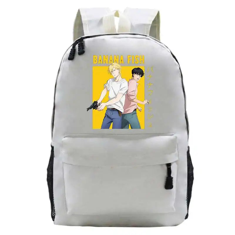 Banana Fish Women Leather School Bag Backpack Anime Travel Backpack