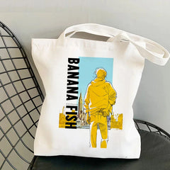 Banana Fish Shopping Bag Cotton Jute Canvas Tote Eco-Friendly Reusable