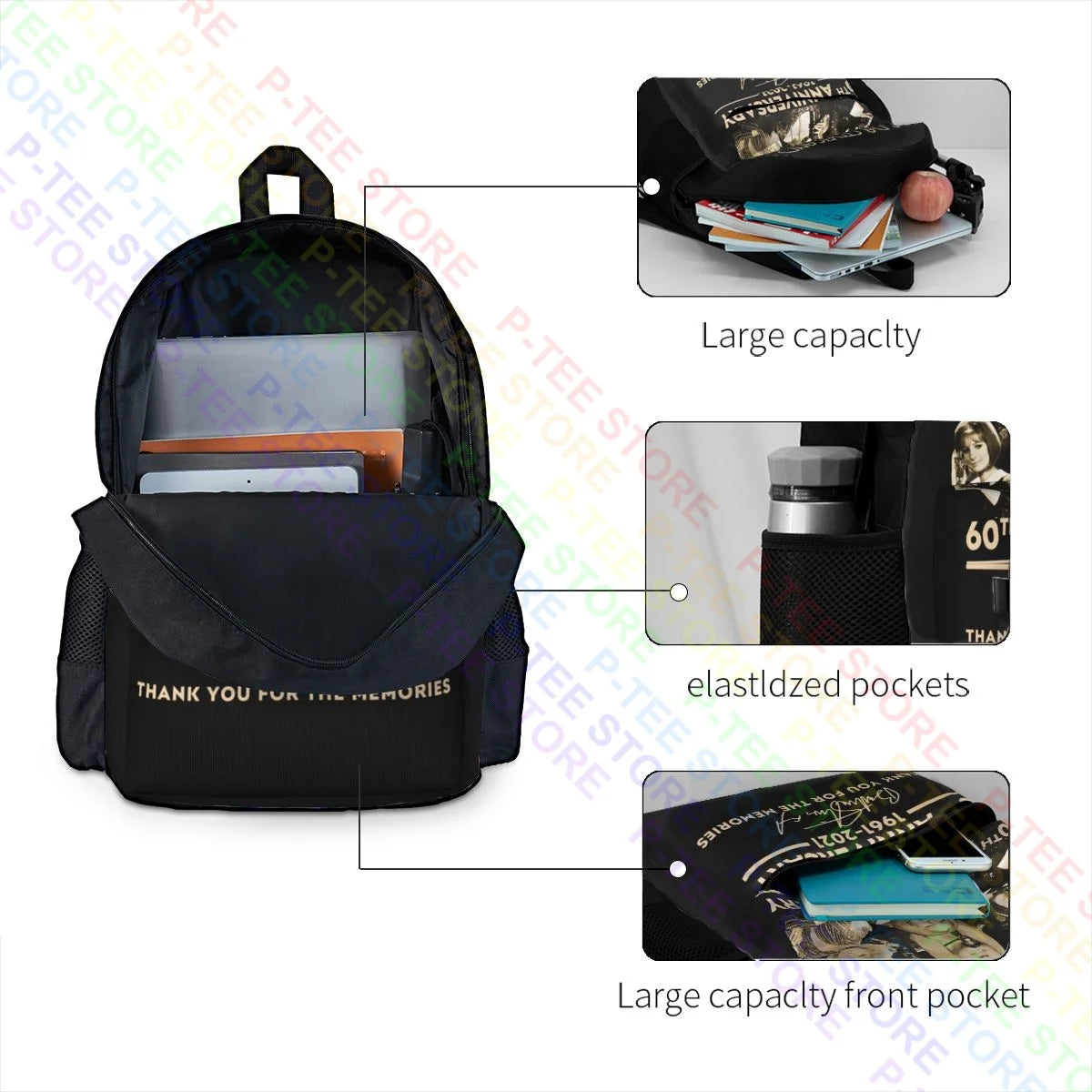 Barbra Streisand 60th Anniversary Swim Art Print Large Backpack
