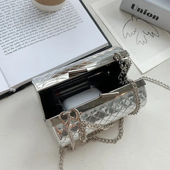 Metallic Crossbody Bags Diamond Lattice Chain Small Shoulder Bag