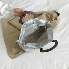 Pleated Shoulder Bag Metal Chain Clutch Purse Large Capacity Hobos Bag