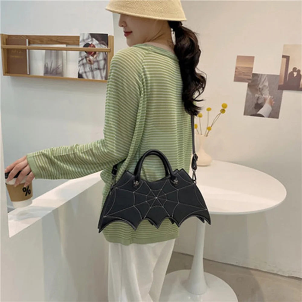 Bat Handbag Crossbody Satchels Halloween Fun Girl Pu Leather Messenger Bag
