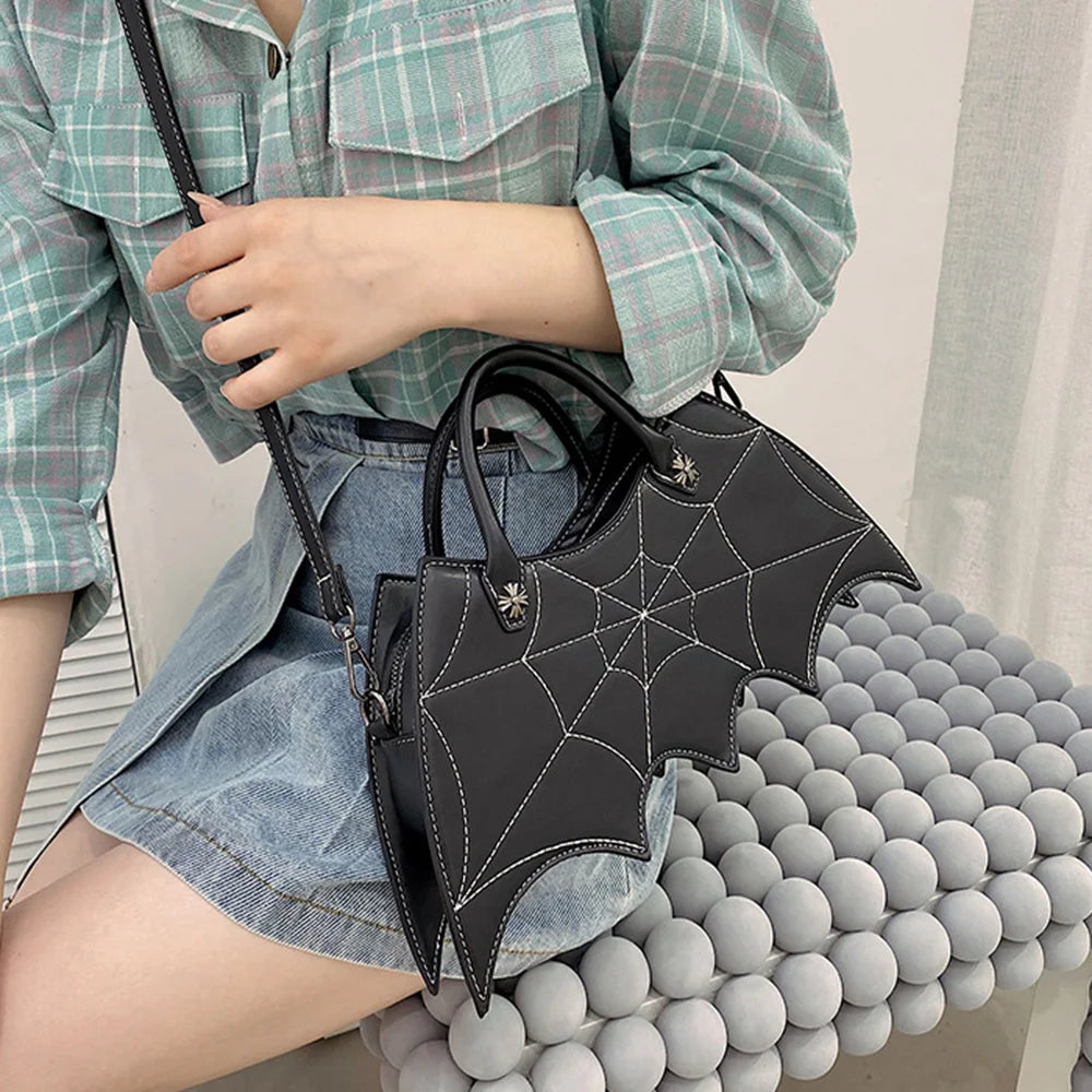 Bat Handbag Crossbody Satchels Halloween Fun Girl Pu Leather Messenger Bag