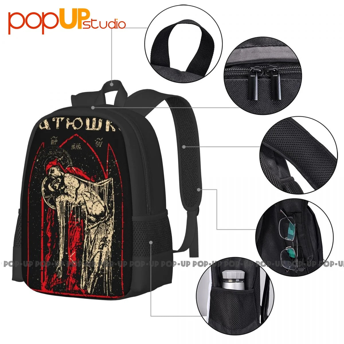 Batushka Pieta Backpack Large Capacity Foldable Multi-function