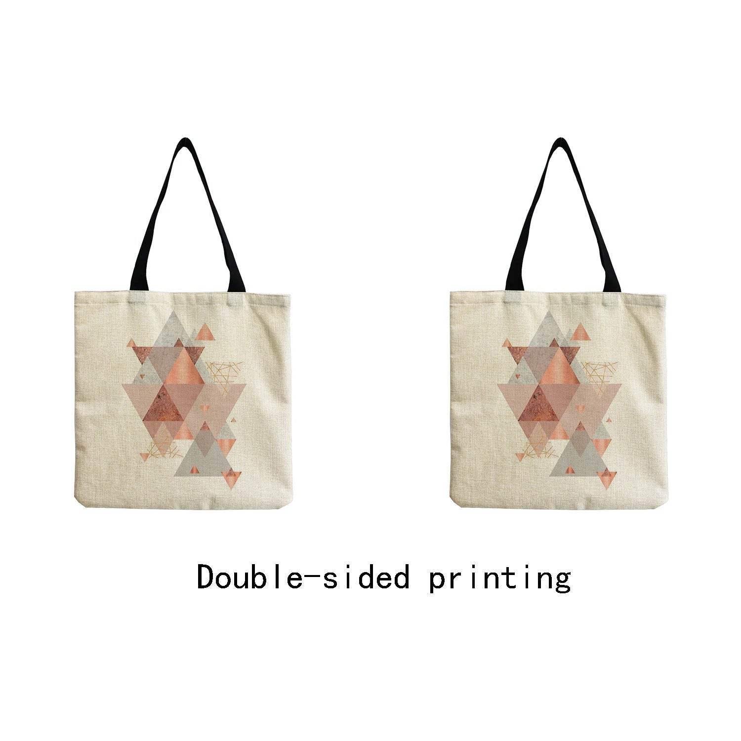 Geometric Image Eco-Friendly Tote Bag - High Capacity Portable Shopper Bag