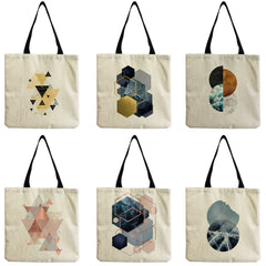 Geometric Image Eco-Friendly Tote Bag - High Capacity Portable Shopper Bag