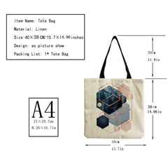 Geometric Image Eco-Friendly Tote Bag - High Capacity Portable Shopper Bag
