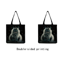 Cat Print Beach Bag Handbag Eco Friendly High Capacity Customizable