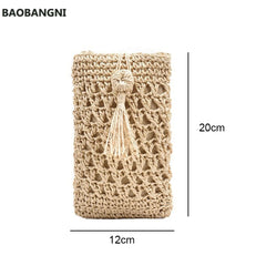 Beach Mobile Phone Bag Summer Mini Crossbody Straw Tassel Bag