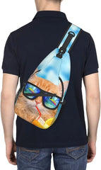 Orange Cat Sling Bag Crossbody Backpack Travel Chest Bag
