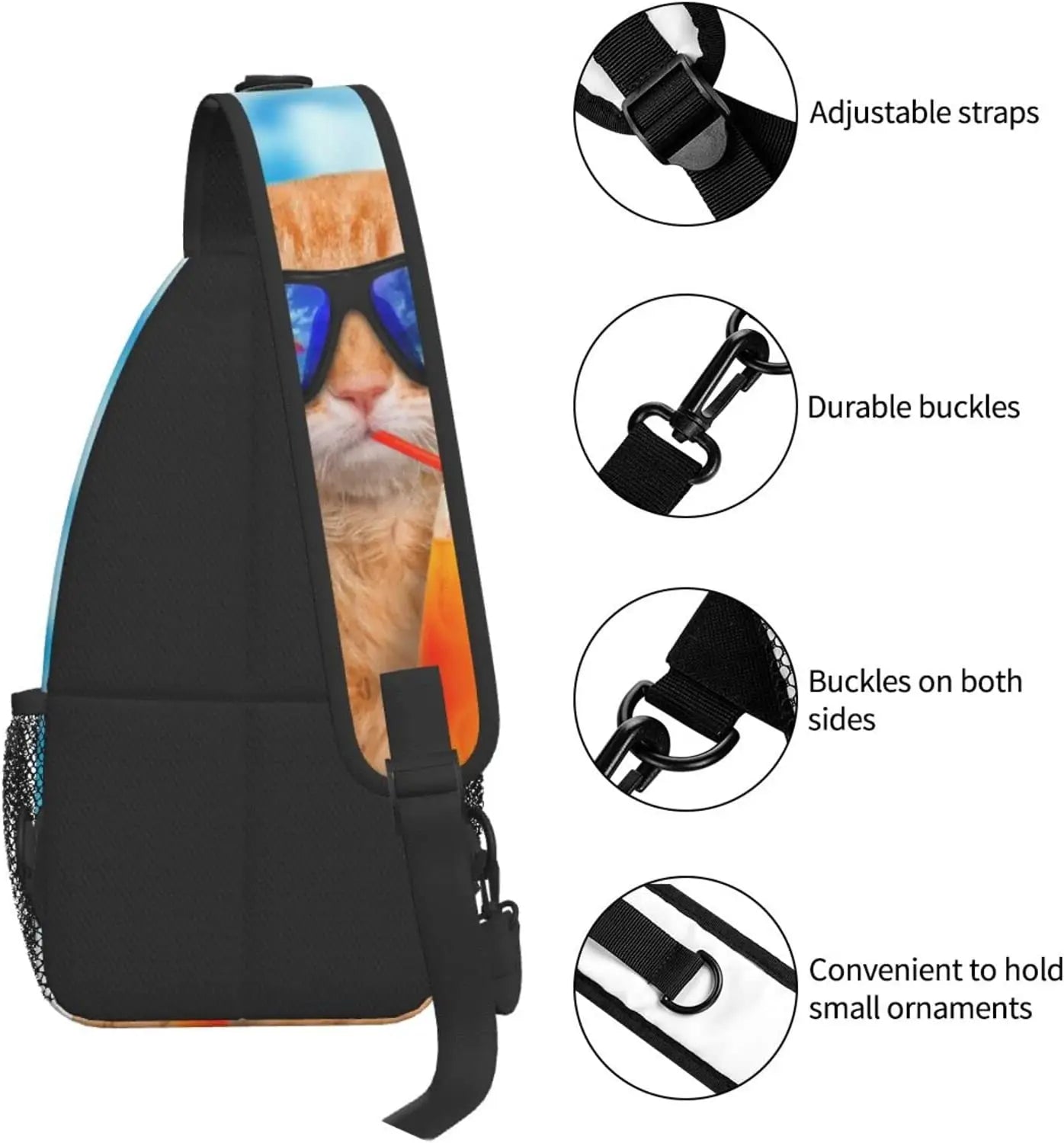 Orange Cat Sling Bag Crossbody Backpack Travel Chest Bag