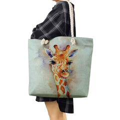 Watercolor Giraffe Print Shoulder Bag for Women