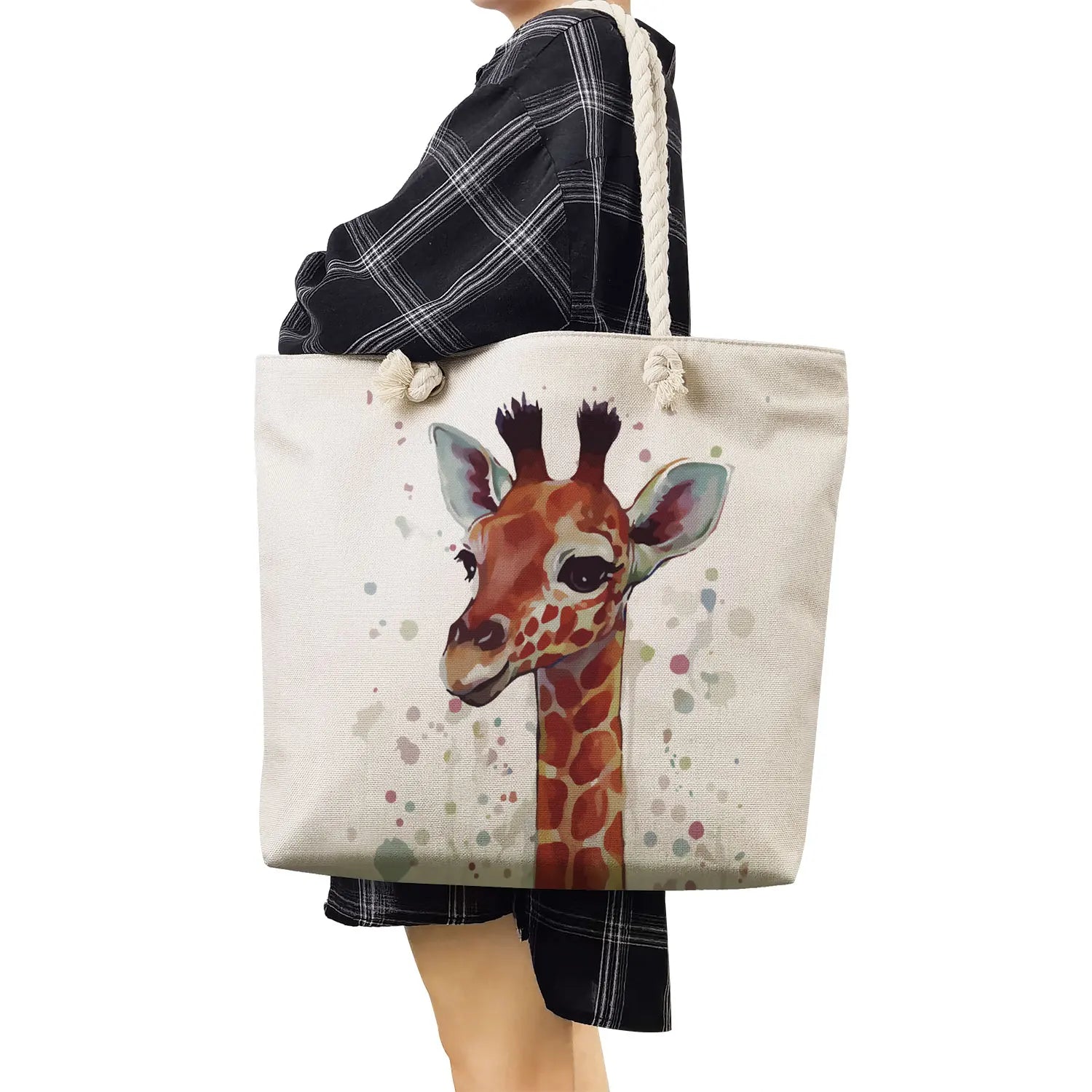 Watercolor Giraffe Print Shoulder Bag for Women