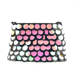 Sequined Clutch Purse Beaded Chains Shoulder Bag
