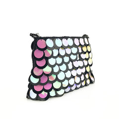 Sequined Clutch Purse Beaded Chains Shoulder Bag