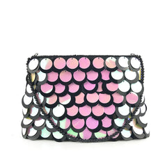 Sequined Clutch Purse Beaded Chains Shoulder Bag