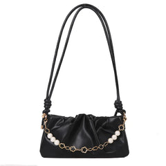 Women's Beaded Small Shoulder Bag with Pleated Design