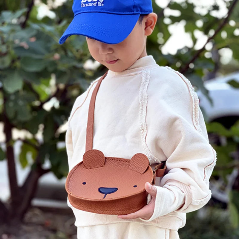 Bear Backpack Winter Child Girls Boy Cross Body Mini Leather Bag