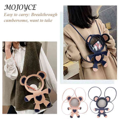Bear Backpack for Women Teenage Student PVC Shoulder School Satchel Bags