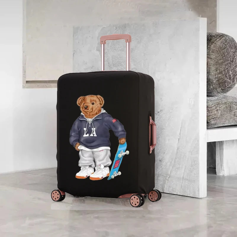 Bear Doll Pattern Luggage Cover Elastic Protective Cover for 18-32 Inch Luggage