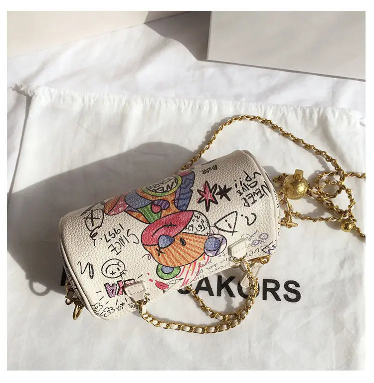 Bear Graffiti Lady's S Chain Shoulder Bag for Women