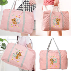 Bear Letter Series Travel Bags Unisex Nylon Foldable Luggage Pack