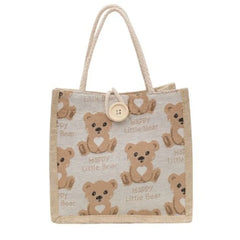 Bear Linen Handbag Women's Bag Small Handbags Shoulder Bag Student Tote Bag